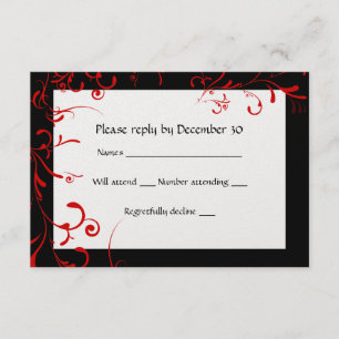 RSVP preto, vermelho, branco elegante