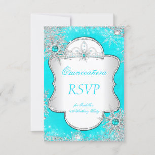RSVP Princesa Quinceañera Azul Aqua Azul Turquesa
