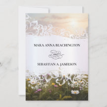 *~* RSVP QR AR31 Misty Flowers Convite de Casament