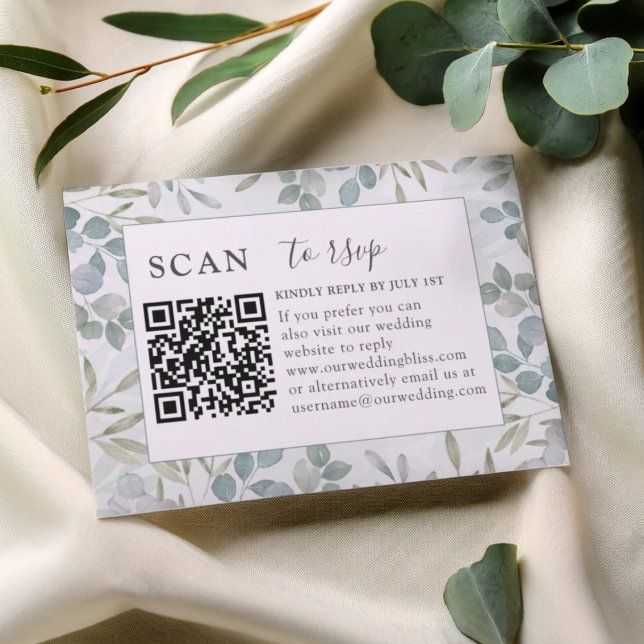 RSVP QR Code Eucalyptus Greenery Wedding (Criador carregado)