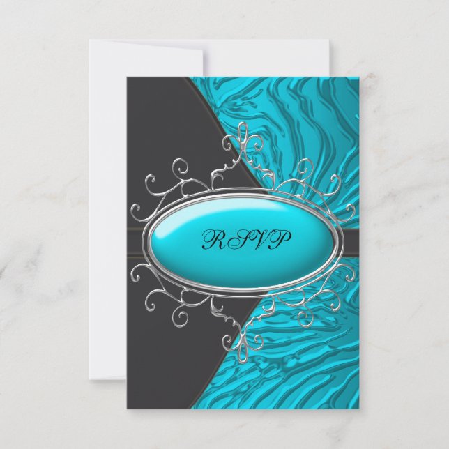 RSVP Quinceañera Azul Turquesa Zebra (Frente)