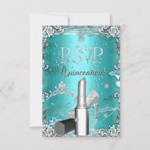 RSVP Quinceanera Party Teal Tiara Lipstick Calçado