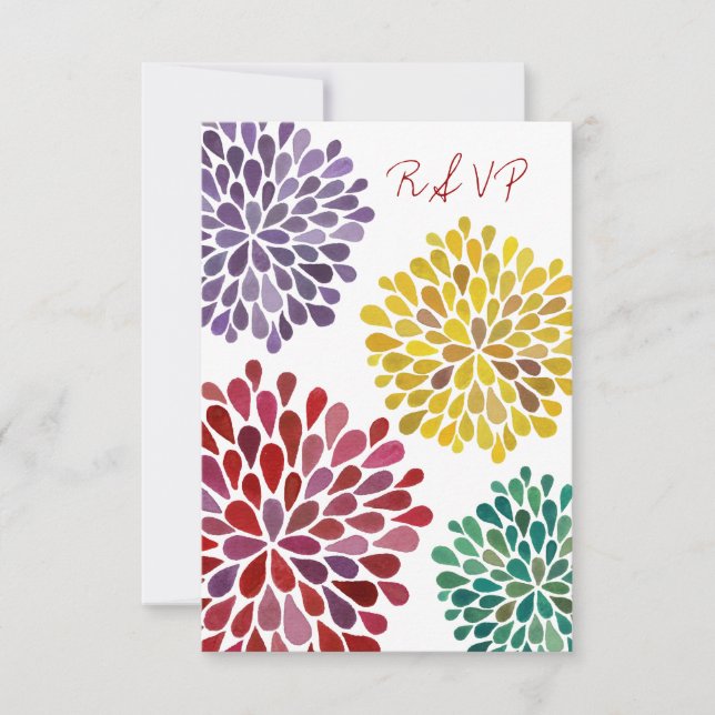 RSVP Rainbow Flower Blossoms Wedcard (Frente)