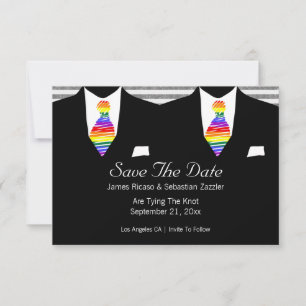 RSVP Rainbow Tie Gay Salve O Cartão De Casamento De Dat