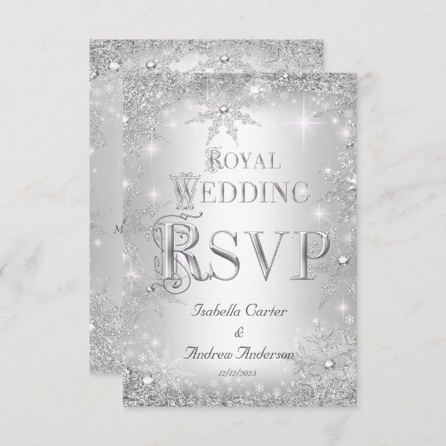 RSVP Real Casamento Silver Winter Wonderland Crown (Frente/Verso)