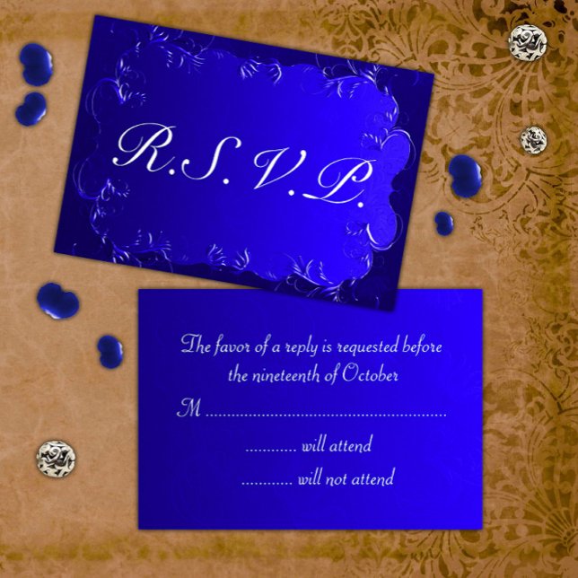 RSVP Real de Casamento Azul Elegante (Criador carregado)