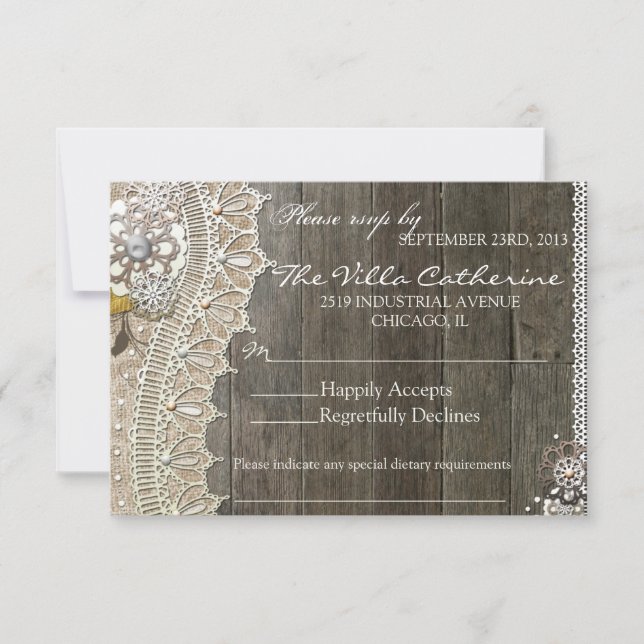 RSVP Recepção de Casamento Floral em Madeira com R (Frente)