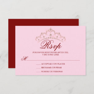 RSVP Red Pink Espanhol Quinceañera Quince