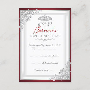 RSVP Red Silver Damask Tiara Doce 16