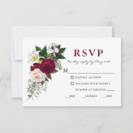 RSVP Refeição com Floral Verde Burgundy Aquarela