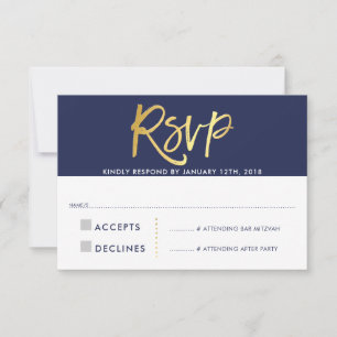 RSVP REPLICAR CARTÃO Faux tipo ouro marinho azul
