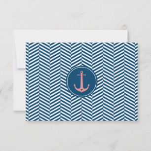 RSVP REPLY CARD monograma da âncora náutica modern