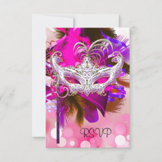 RSVP Reply Mask Black Purple Mardi Gras