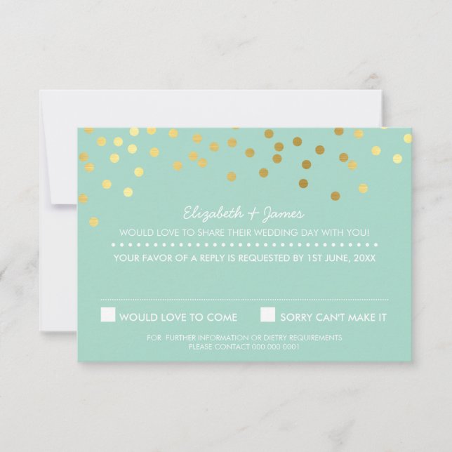 RSVP RESPLY foil de ouro fofinho confetti pastel m (Frente)