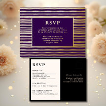 RSVP Resposta Casual Cartão Moderno Real Roxo