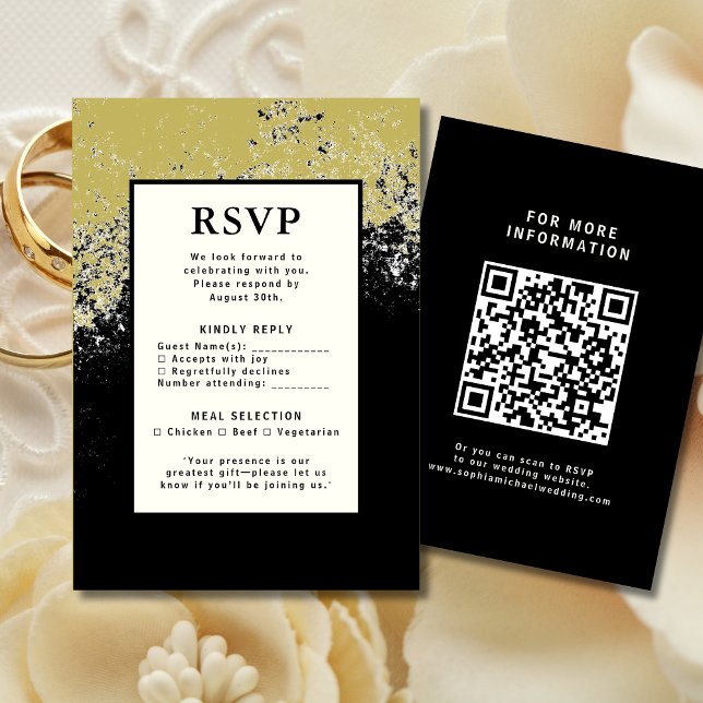 RSVP Resposta de Casamento Cartão QR Código de Ele (Criador carregado)