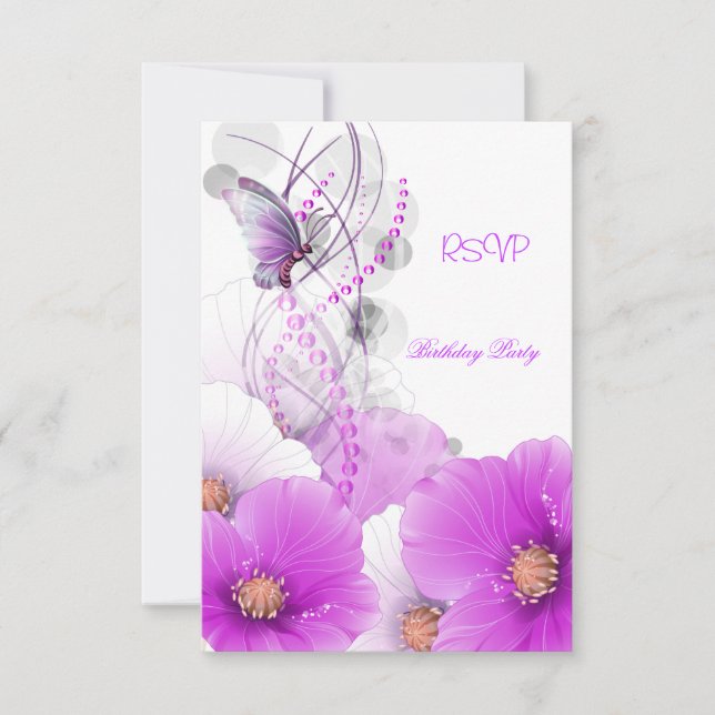 RSVP Resposta Floral Lilac Bonito Borboleta Branca (Frente)