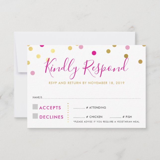 RSVP RESPOSTA glam confetti spot gold rosa (Frente)