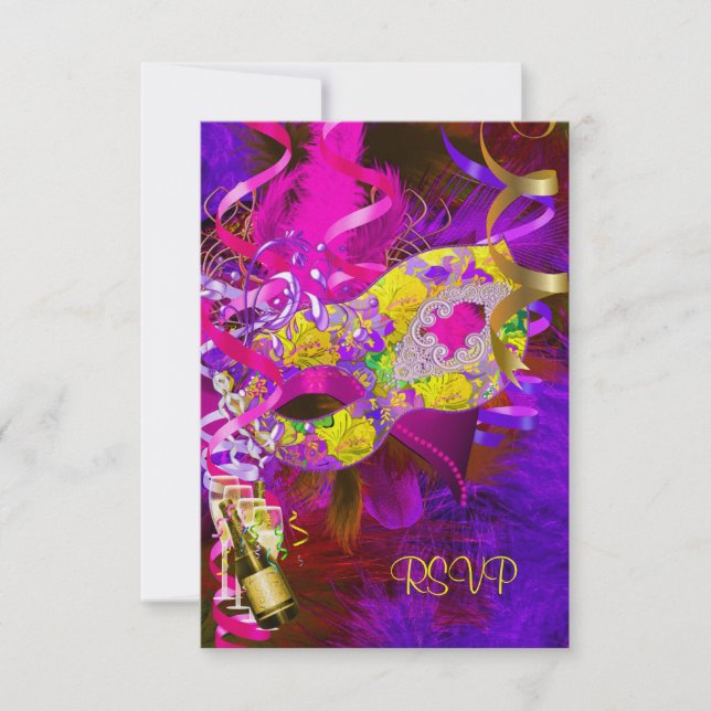 RSVP Resposta Máscaras Champagne Amarelo (Frente)