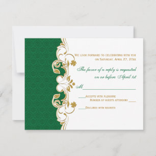 RSVP Rolos brancos verdes Dourados, Shamrocks Cartão RS