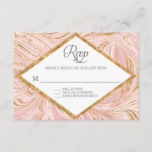 RSVP Rosa Dourado Faux Glitter Marble Blush Paper