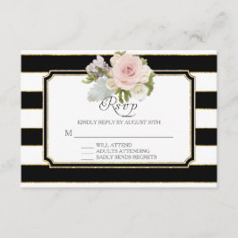RSVP Rosa Floral Moderna Elegante Negra Negra