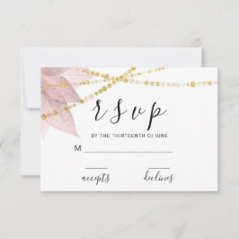 RSVP Rosa Floral Preto Branco Luzes Douradas Mínim