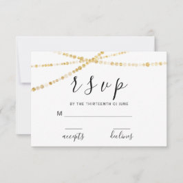 RSVP Rosa Floral Preto e Branco Luzes Douradas