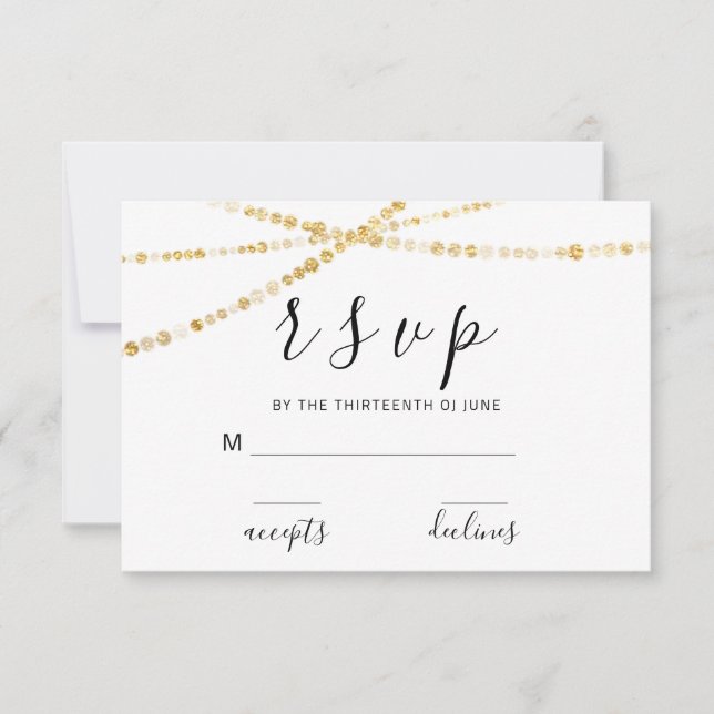 RSVP Rosa Floral Preto e Branco Luzes Douradas (Frente)