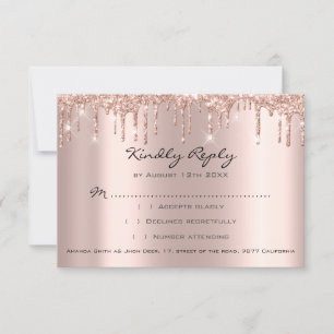 RSVP Rosa Goteja Brilho Chuveiro de Noiva Casament
