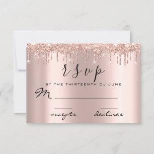 RSVP Rosa Negra com Pingos de Brilho Dourado