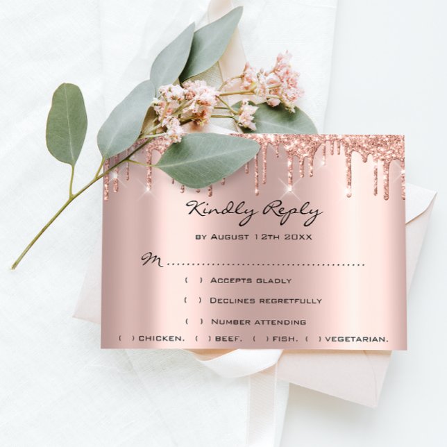 RSVP Rosa Weddin Glitter Chá de panela Black Drive (RSVP Rose Weddin Glitter Bridal Shower Black Drips)