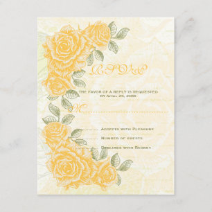 RSVP Rosas amarelos do vintage que wedding o cartão da