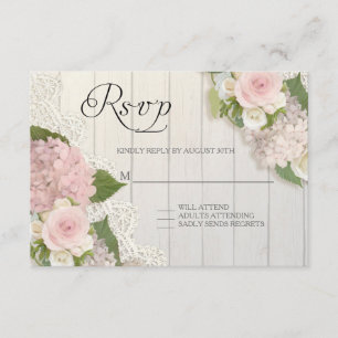 RSVP Rosas Rosa Hydrangea Lace Wooden Floral