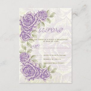 RSVP Rosas roxos do vintage que wedding o cartão de