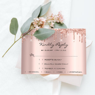 RSVP Rose Weddin Bridal Shower Glitter Pingentes P