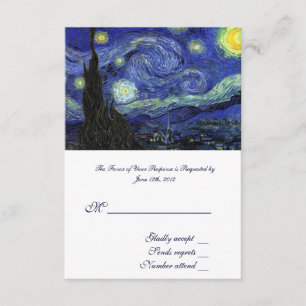 RSVP RSVP, cartão de aceitação de casamento, Starry Nig