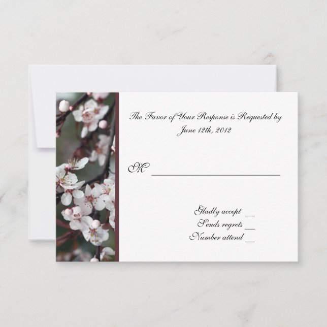 RSVP RSVP, cartão de resposta, flores de ameixa (Frente)
