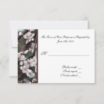 RSVP, cartão de resposta, flores de ameixa