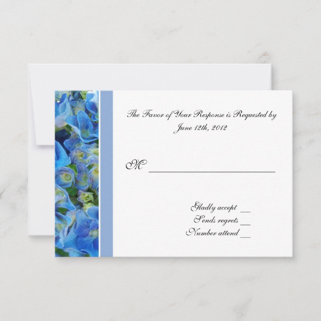 RSVP RSVP, cartão de resposta, hydrangea azul (Frente)