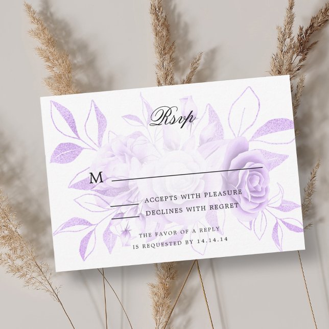 RSVP RSVP Purple Watercolor Floral (Elegant Wedding RSVP Purple Watercolor Floral)