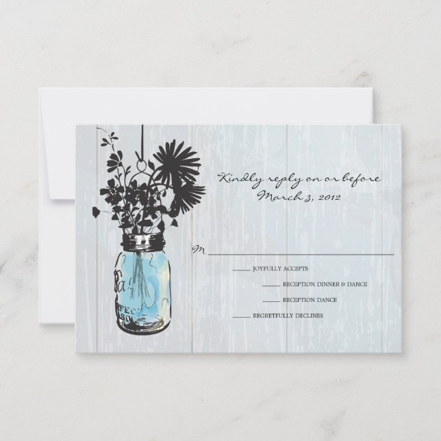 RSVP Rustic Hanging Mason Jar Wedding (Frente)