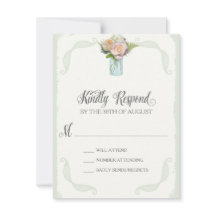 RSVP Rustic Mason Jar Rosa Script Typografia
