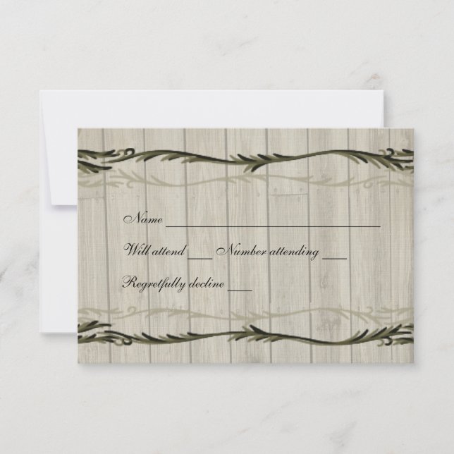 Rsvp Rustic Wood Hearts and Vines com envelope (Frente)