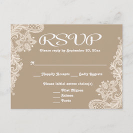 RSVP Rústico Lace Floral Brown & White Tan - Menu