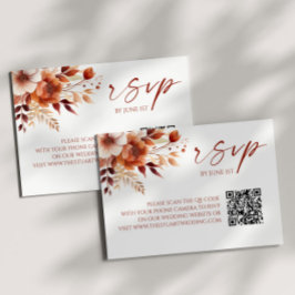 RSVP Rusty Burgundy Floral Código QR Casamento Cartão R
