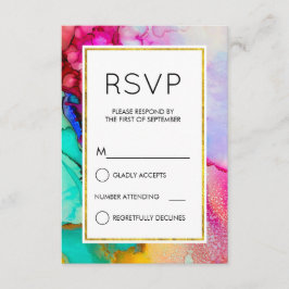 RSVP Simples de Abstrato de Aquarela Rosa e Turque