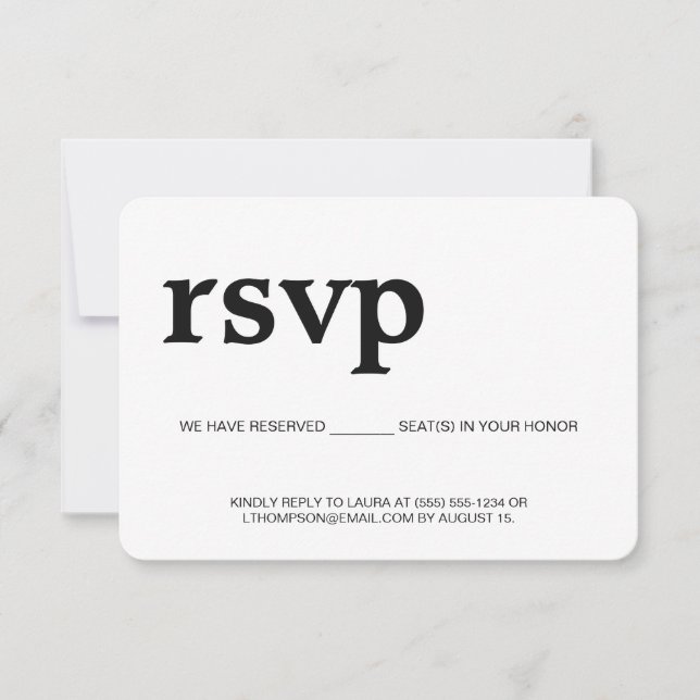 RSVP Simples e Moderno sem enviar assento reservad (Frente)