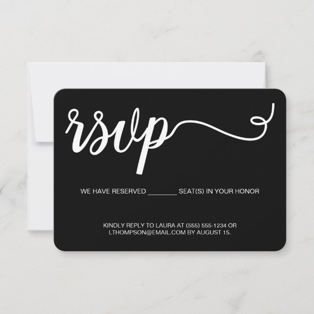 RSVP Simples Preto (sem envio pelo correio) Assent (Frente)
