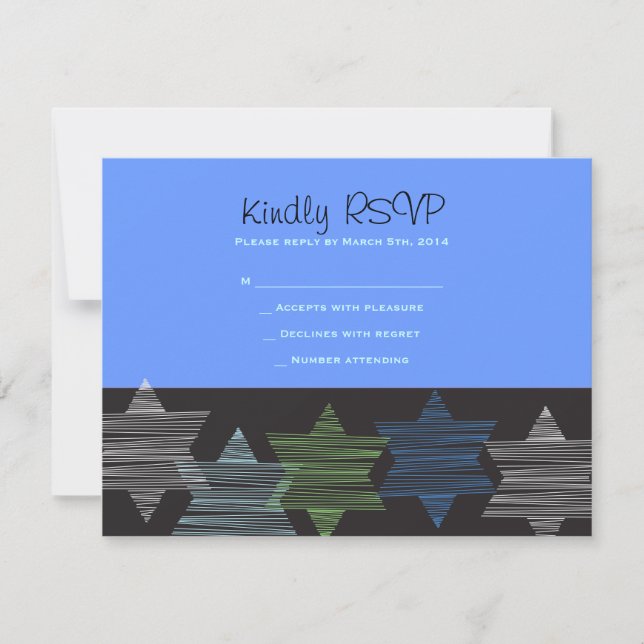 RSVP STARS CONECTANDO O Cartão de Recepção Bat Mitzvah  (Frente)